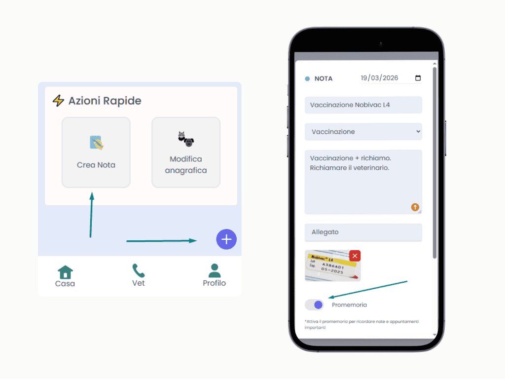 Crea nuova nota - libretto veterinario doctorvet