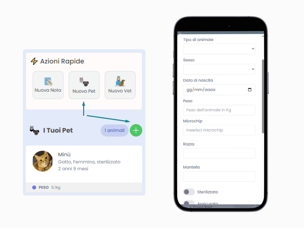Crea nuovo pet - libretto veterinario doctorvet