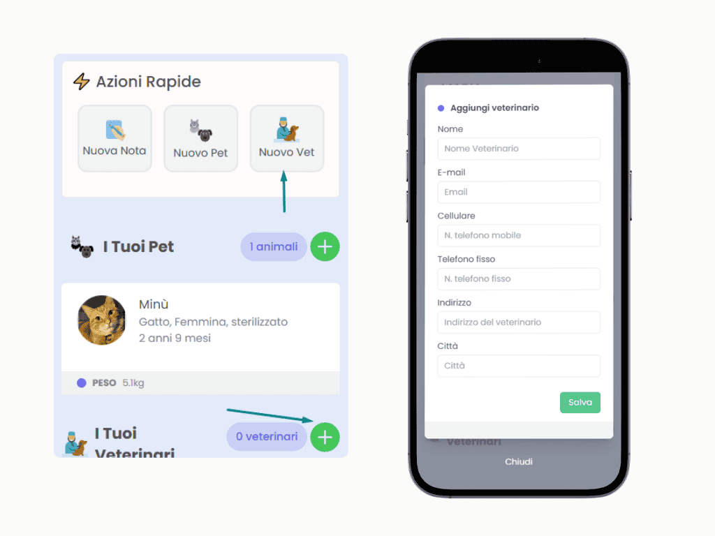 Crea nuovo vet - libretto veterinario doctorvet